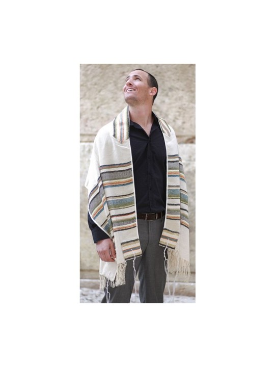 יצירת אריגה בעבודת יד טלית יסוד ... | יצירת אריגה טלית
